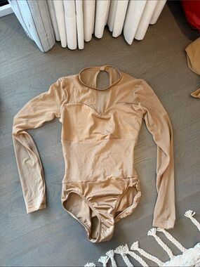 Tan mesh leotard